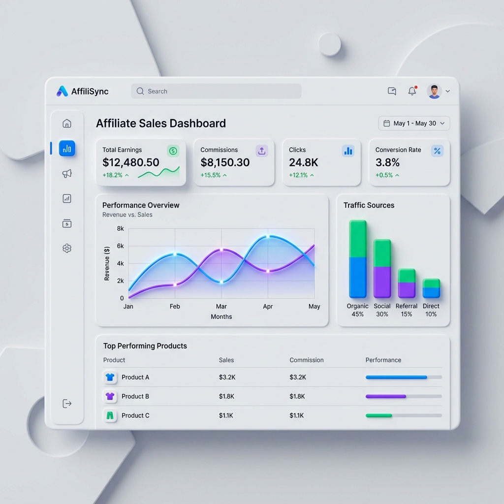 Ilustração Dashboard de Afiliados